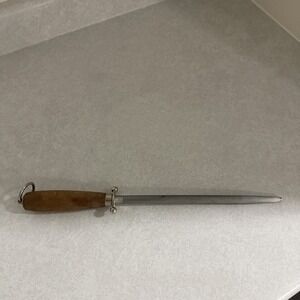 Vintage Zwilling J A Henckels 9" Honing Steel Rod Wood Handle Solingen‎ Germany